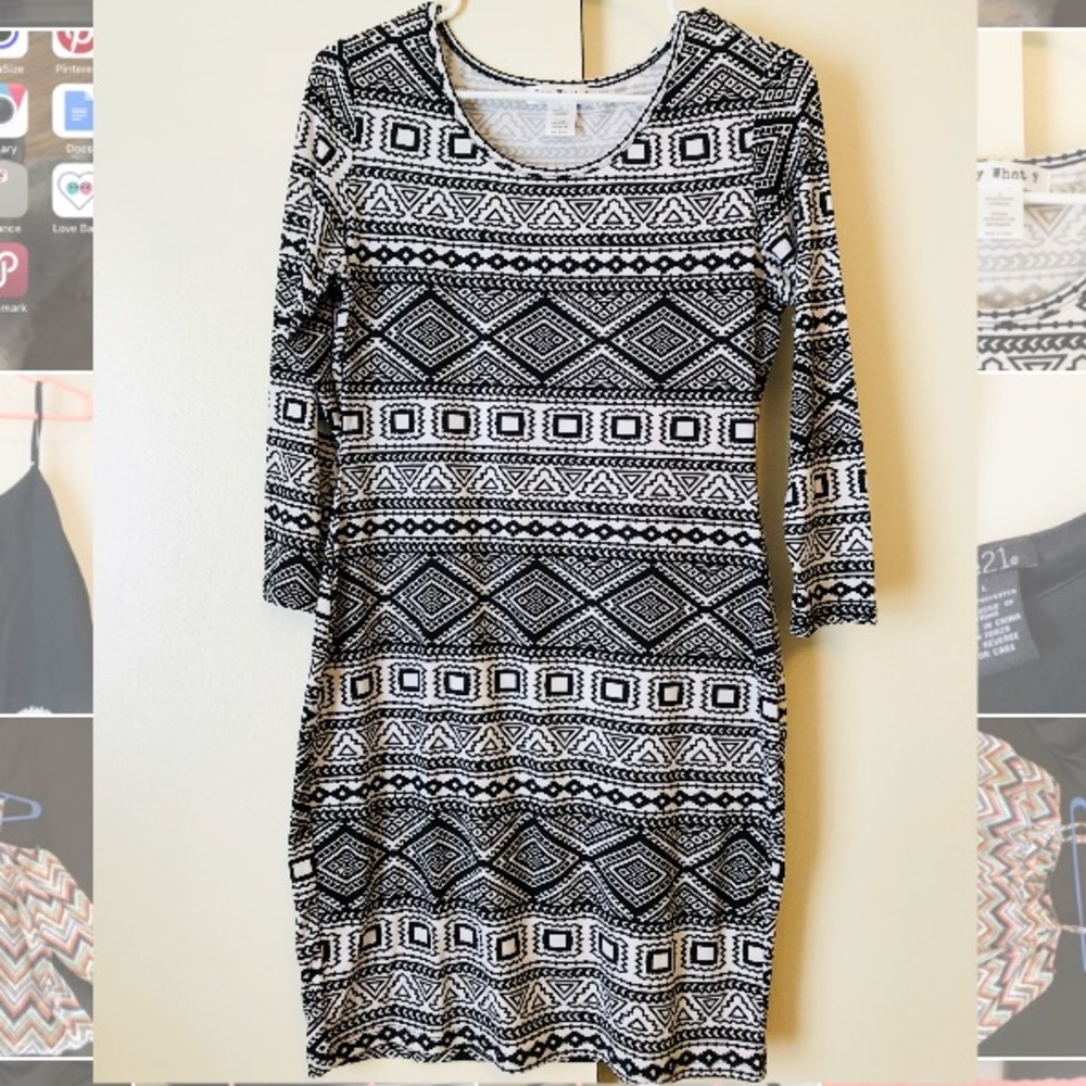 Black and White patterned print dress